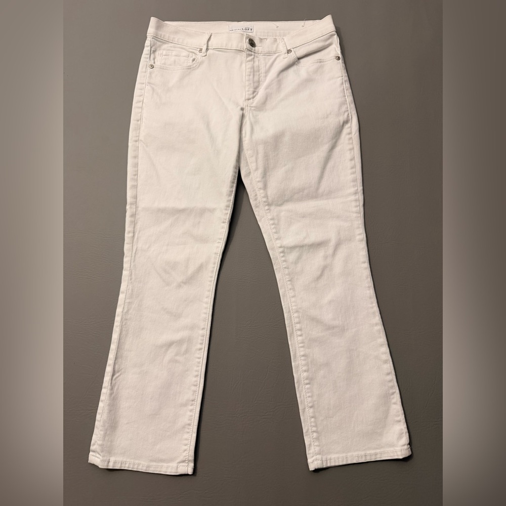 Ann Taylor LOFT Women's Size 28/6 White High Waist Skinny Crop Ankle Jeans